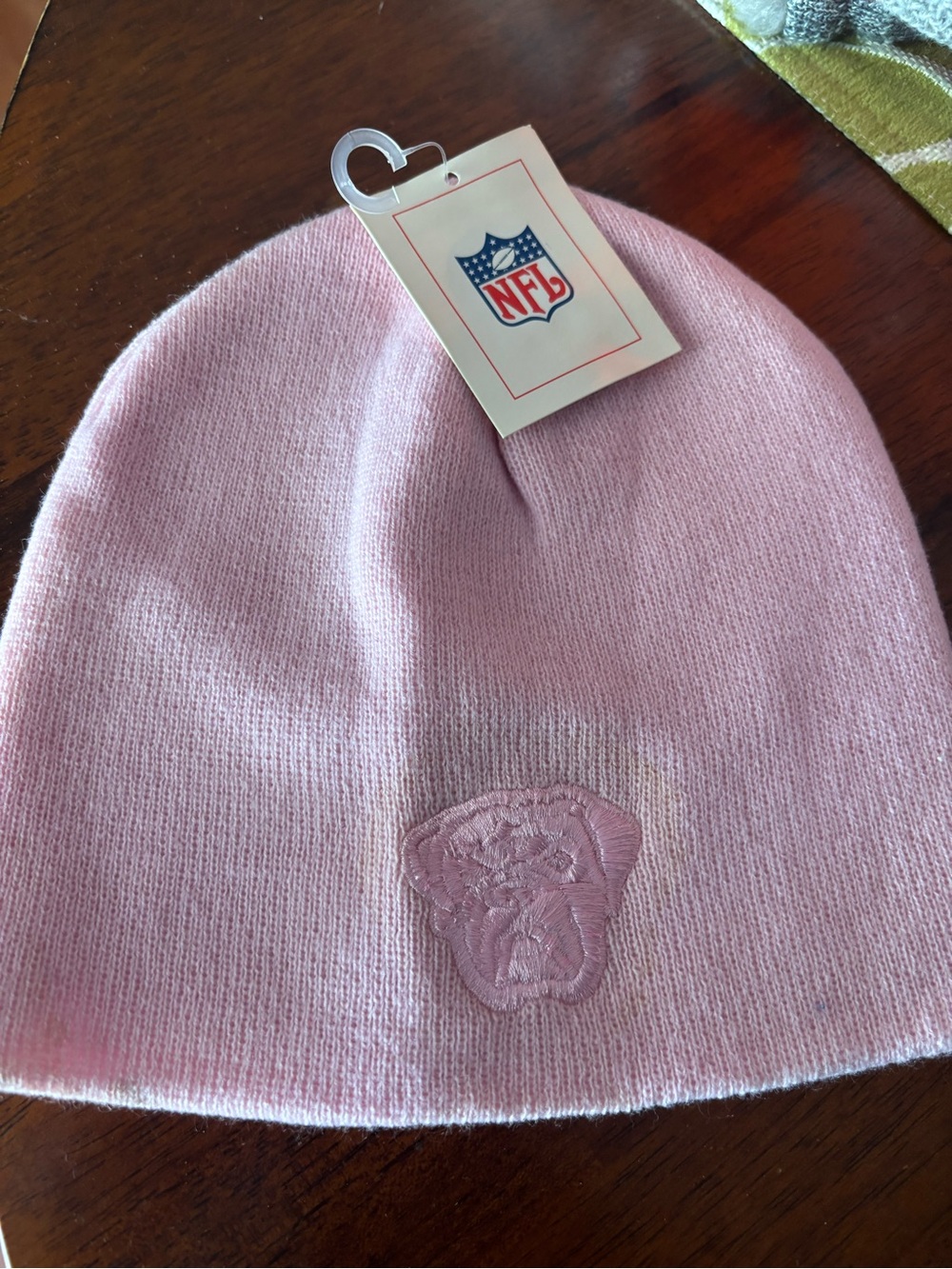 NFL Light Pink Knit Beanie with Embroidered Logo NWT